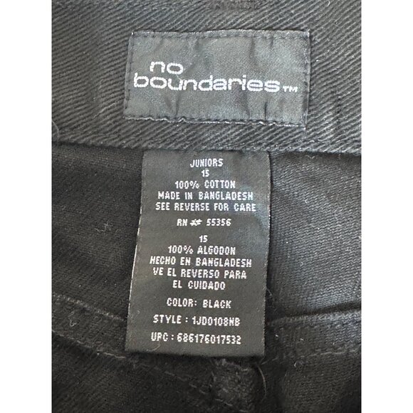 No Boundaries womens size 15  Juniors Black Capri Pants With Leopard Print Cuff - Picture 2 of 16